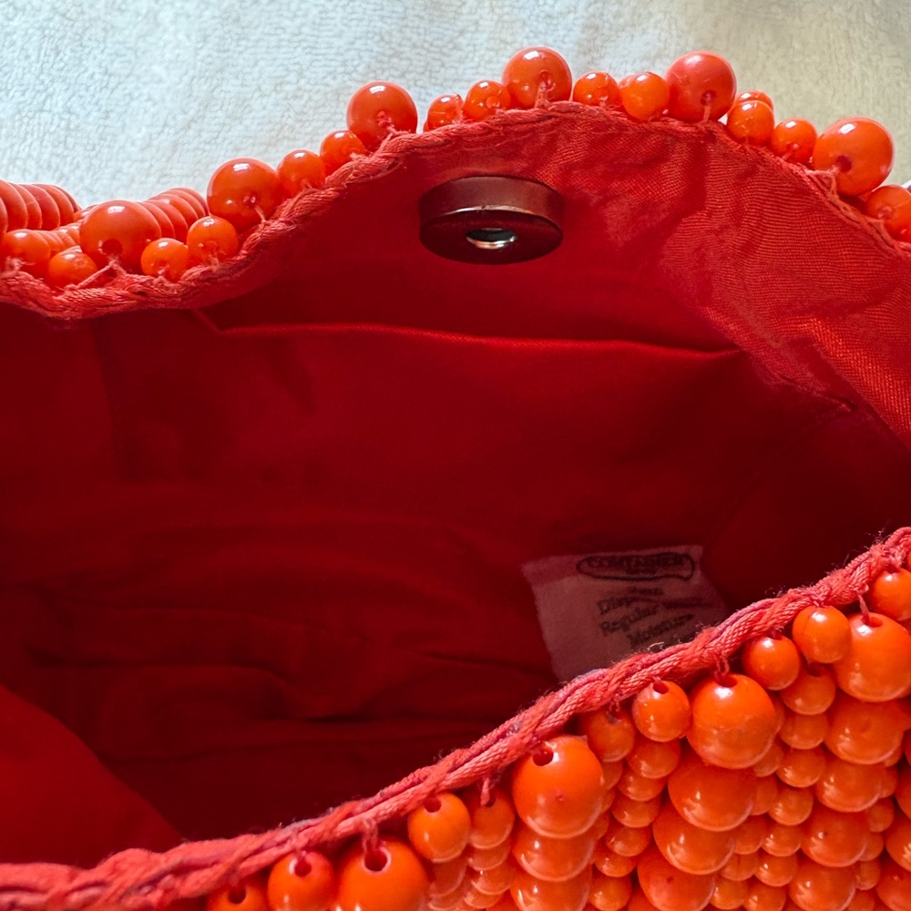 Orange Beaded Shoulder Top Handle Bag Purse Viral Tik Tok Made in India NWT - Picture 5 of 6